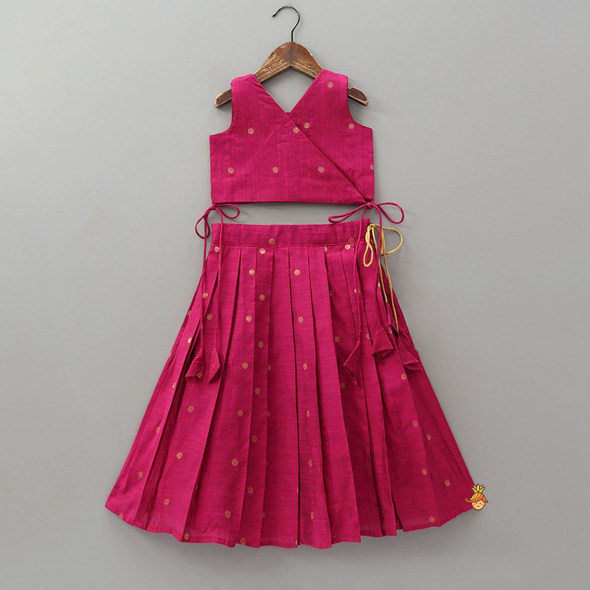 Graceful Booti Motifs Top With Pleated Lehenga