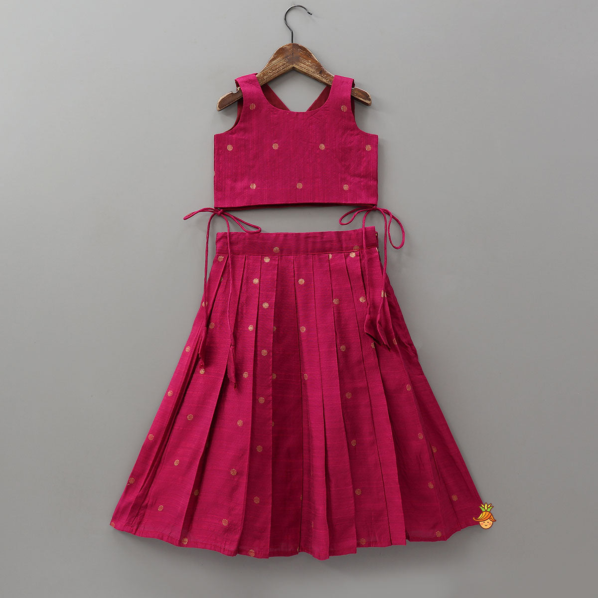 Graceful Booti Motifs Top With Pleated Lehenga