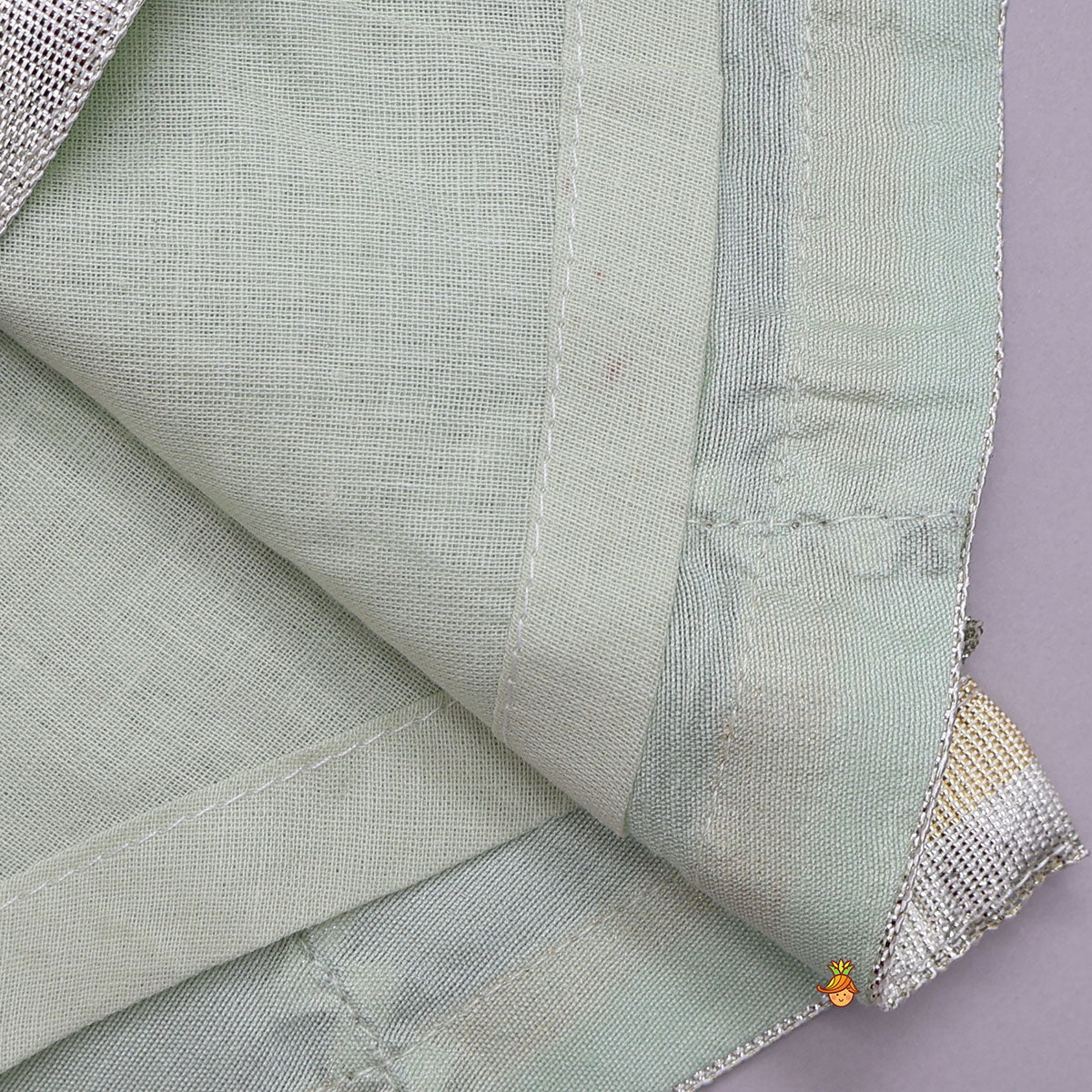 Lace Enhanced Kurti And Farshi Salwar With Potli Bag