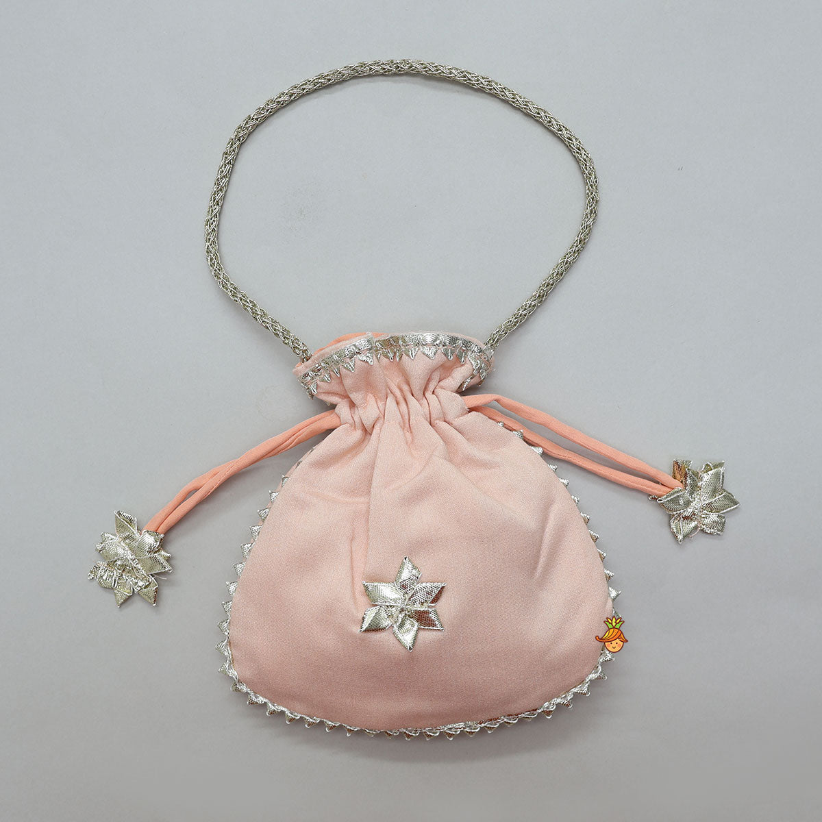 Lace Accented Kurti And Farshi Salwar With Potli Bag
