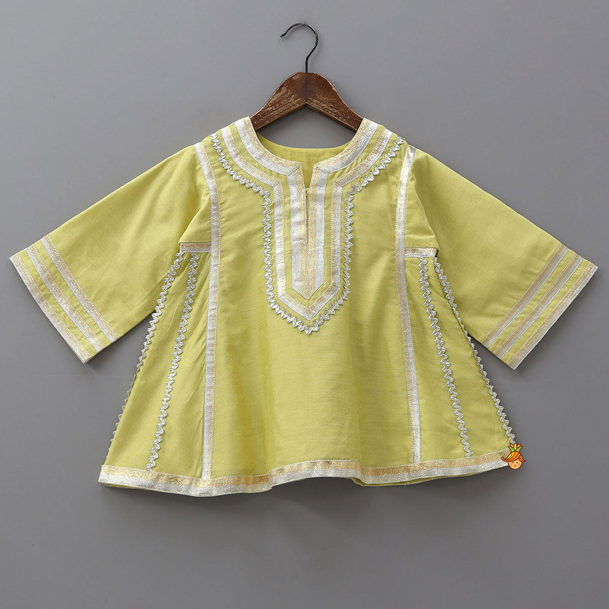 Lace Embellished Kurti And Farshi Salwar With Potli Bag