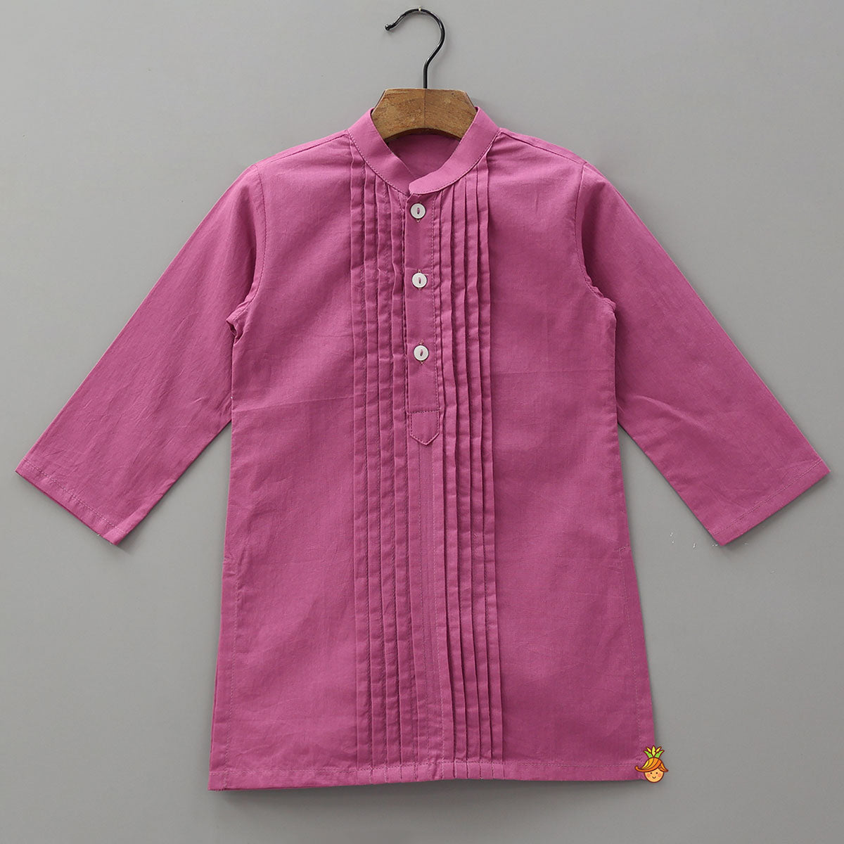 Pin Tuck Cotton Kurta With Pocket Detail Jacket And Pyjama