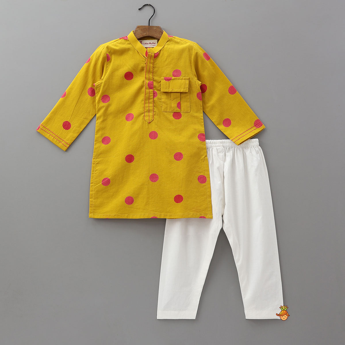 Polka Dot Printed Ethnic Kurta And Pyjama