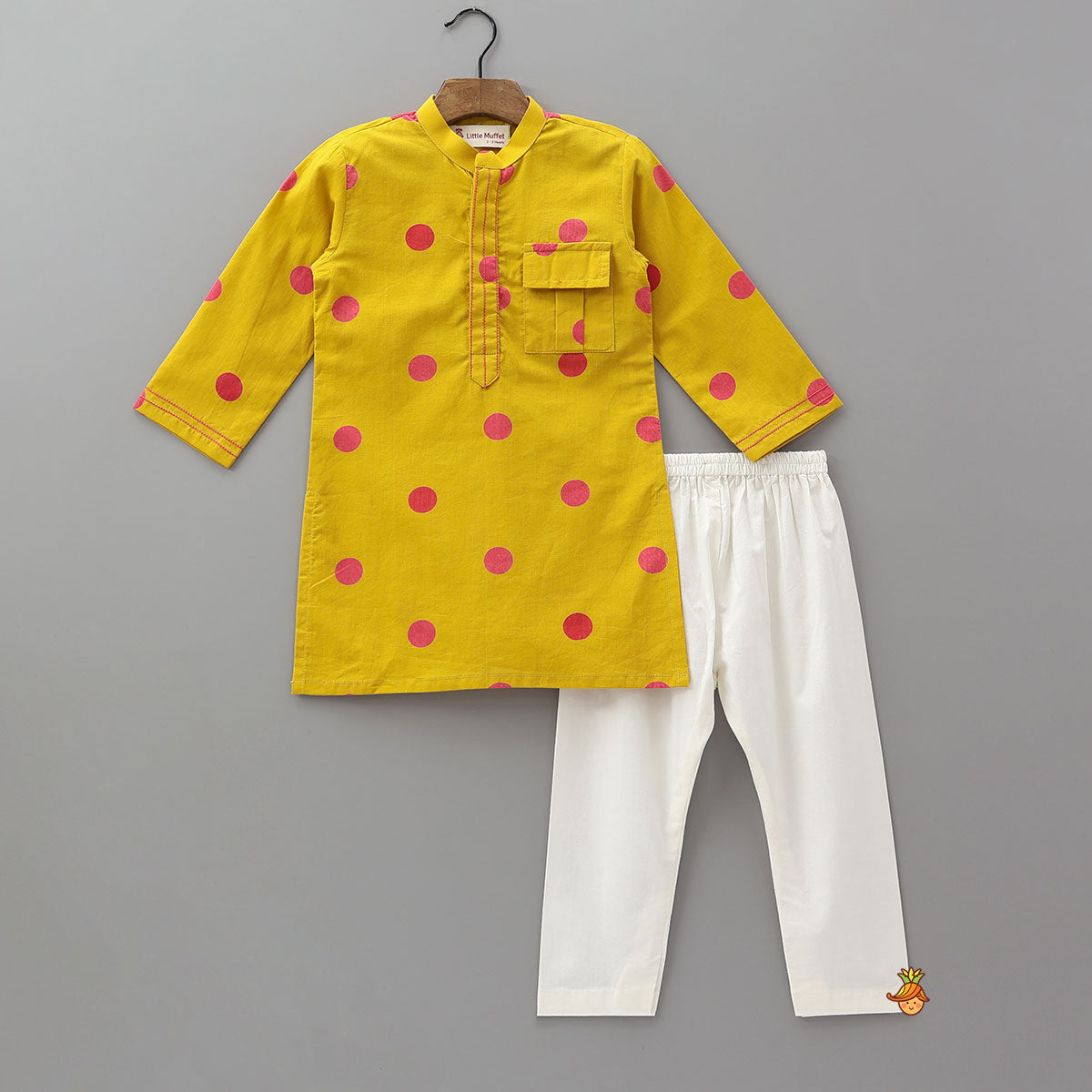 Polka Dot Printed Ethnic Kurta And Pyjama