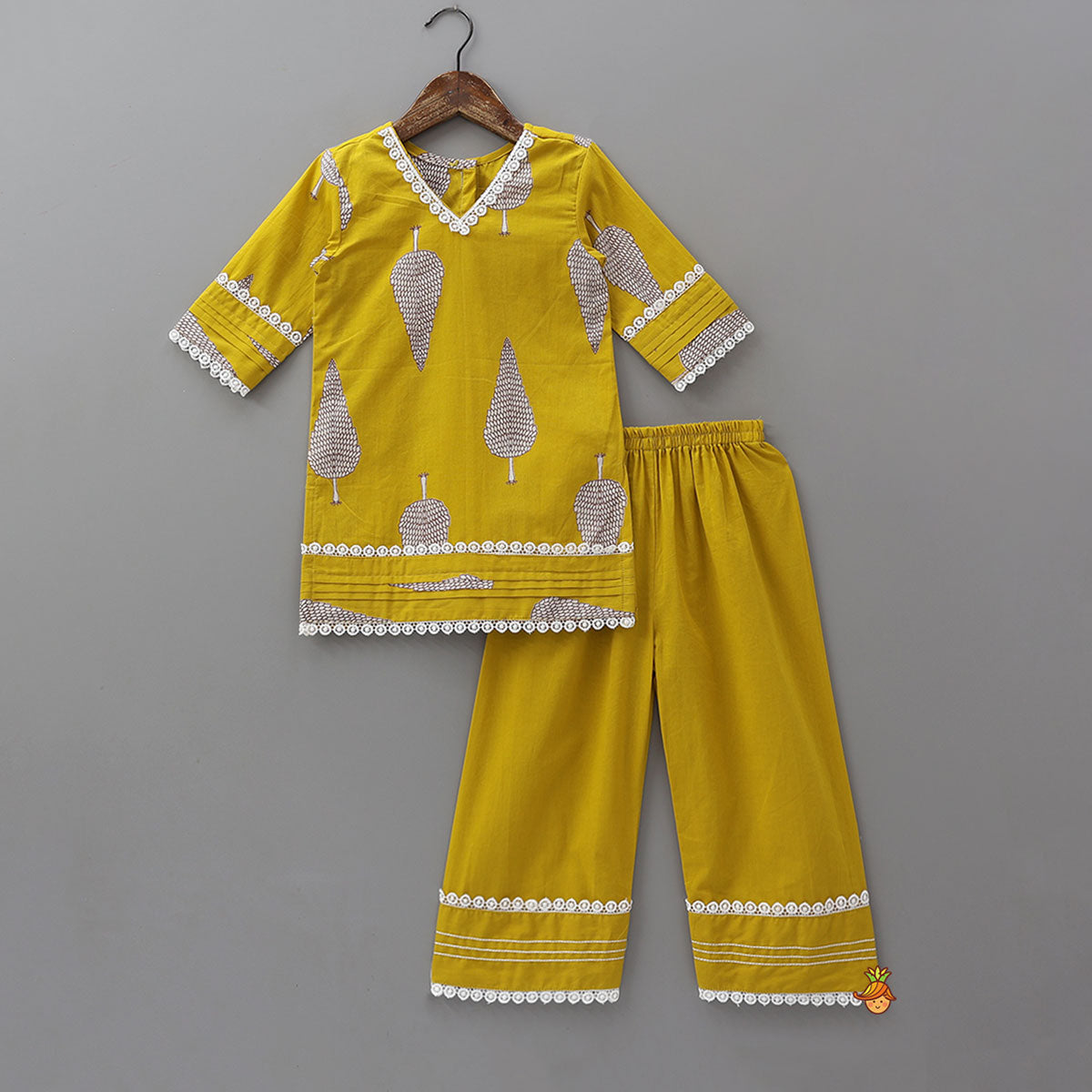 V Neck Kurti With Farsi Pant And Dupatta