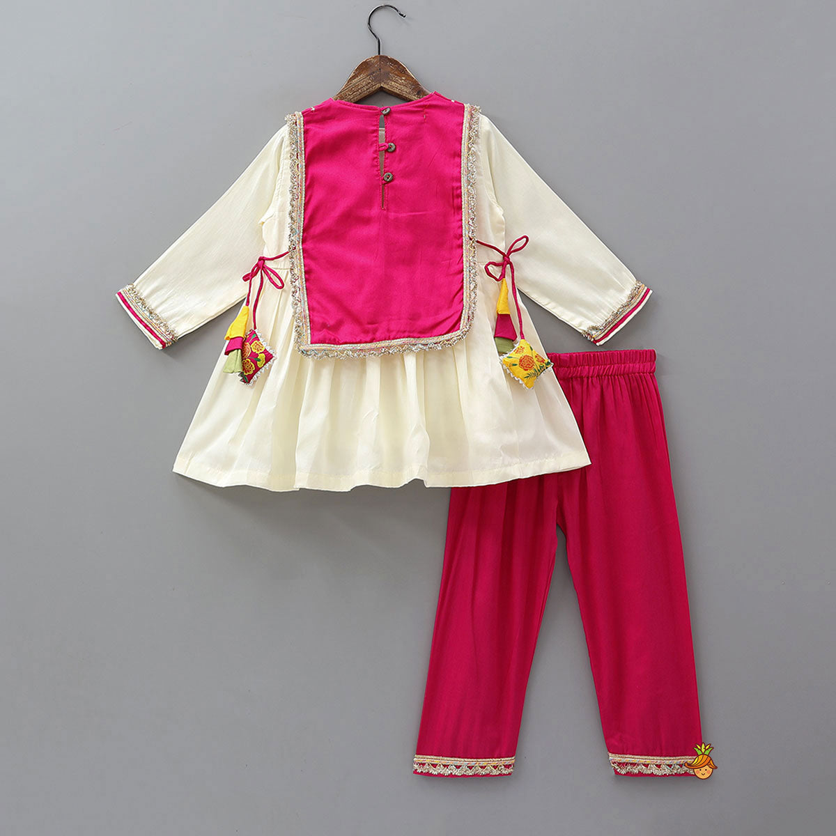 Goddess And Ganesh Printed Side Knot Detail Kurti And Contrasting Pant