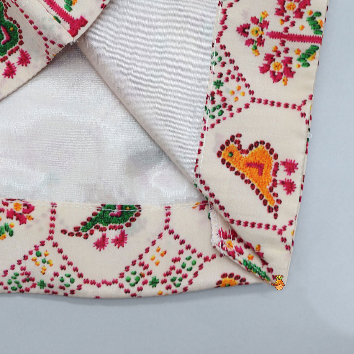 Angarkha Style Printed Kurta And Contrasting Dhoti