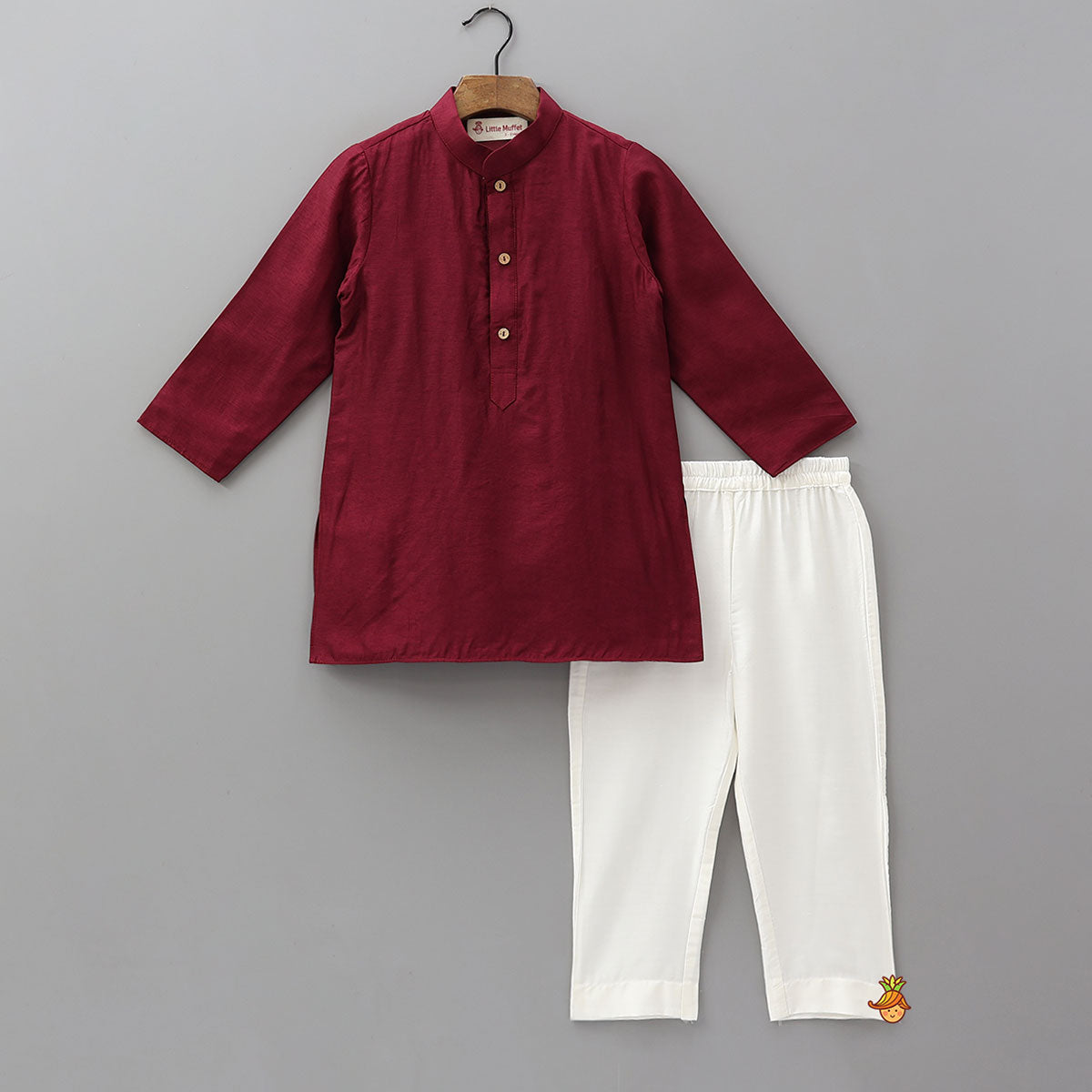 Ethnic Kurta With Gota Leaf Work Jacket And Pyjama