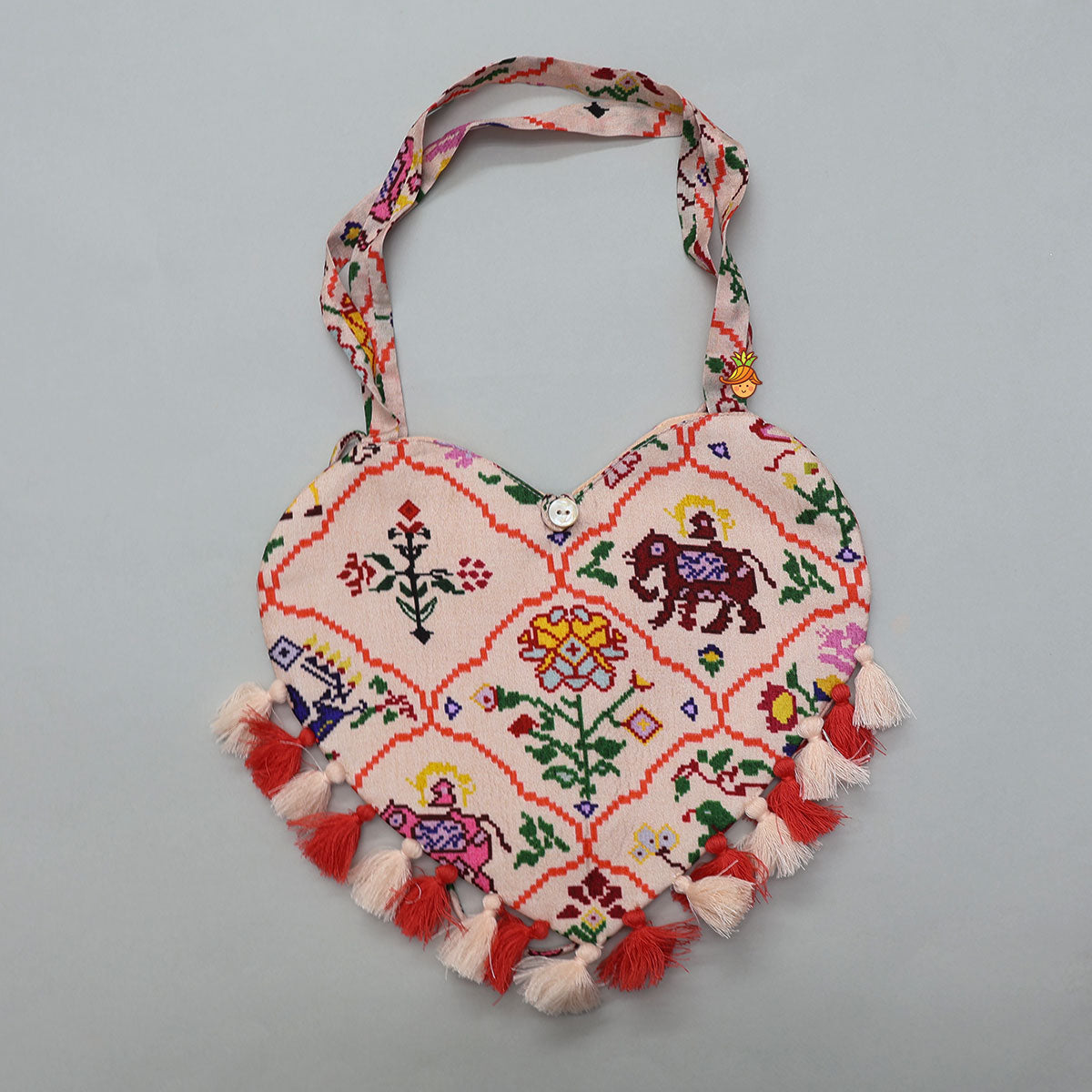 Heart Shaped Stylish Crop Top And Lehenga With Matching Bag