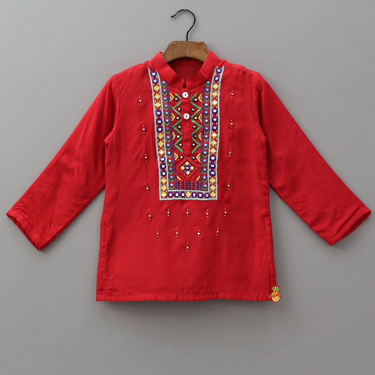 Faux Mirror Hand Embroidered Festive Kurta And Pyjama