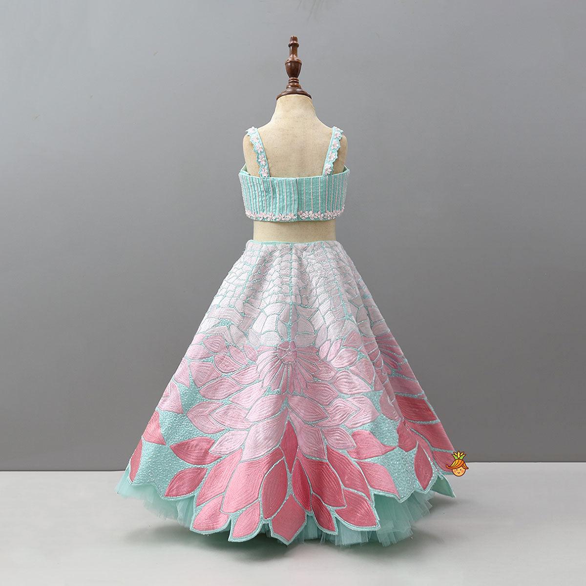 Glamorous Embroidered Crop Top With Cutwork Lehenga