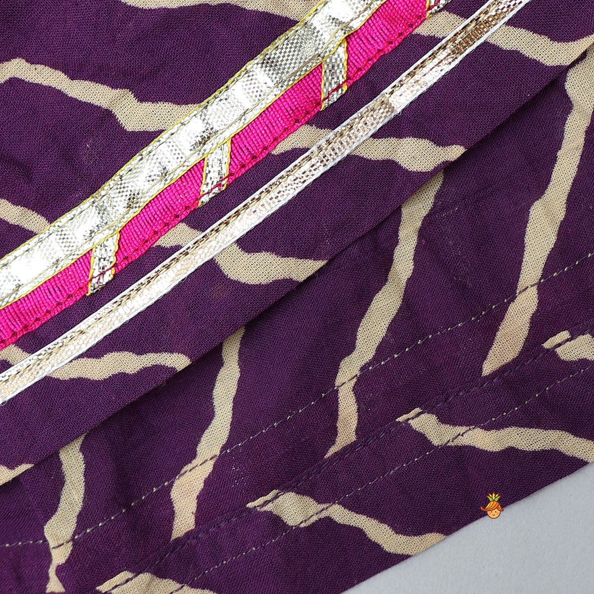 Bandhani Printed Frill Detail Crop Top And Lehenga With Dupatta