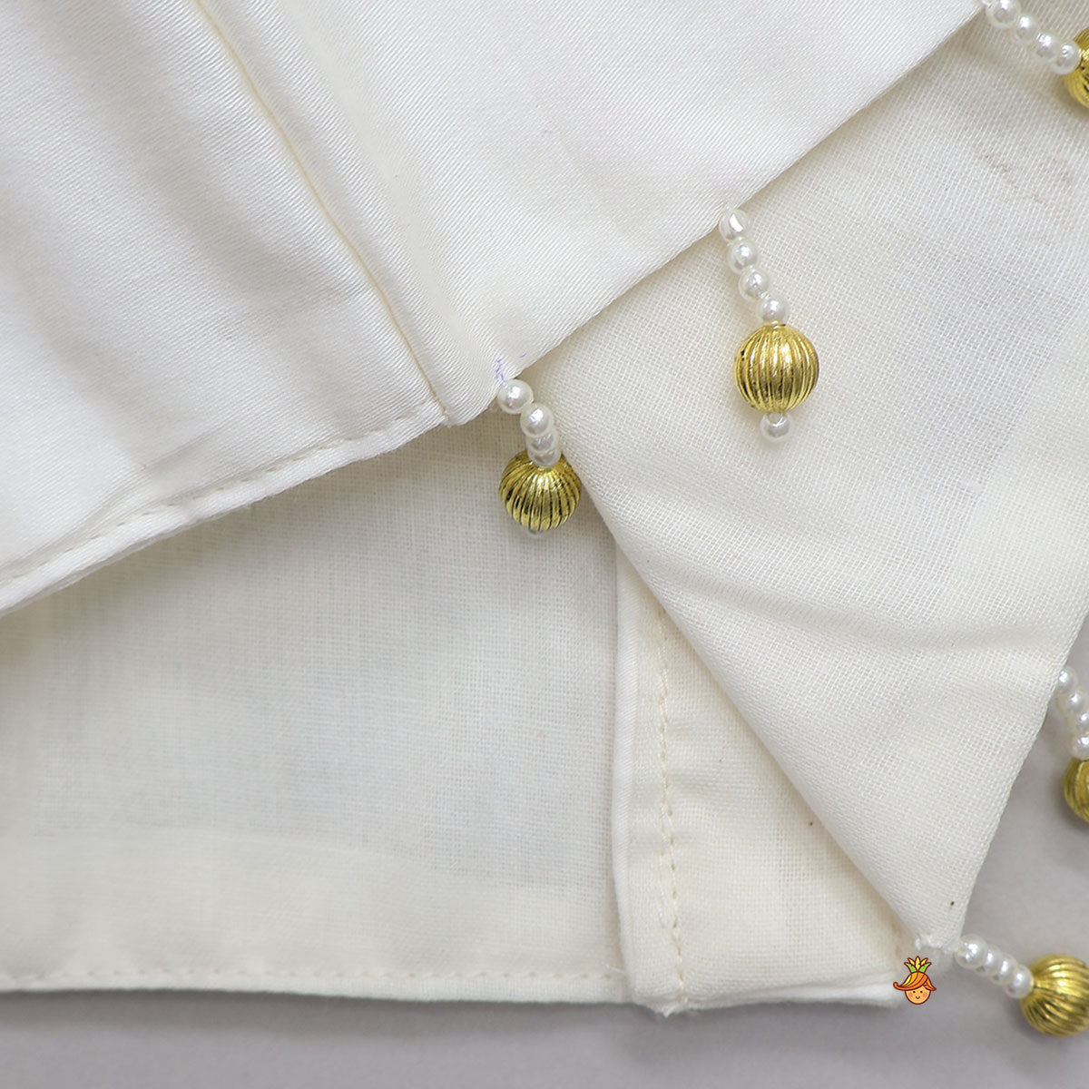Hand Embroidered Cotton Crop Top And Tiered Lehenga With Matching Dupatta