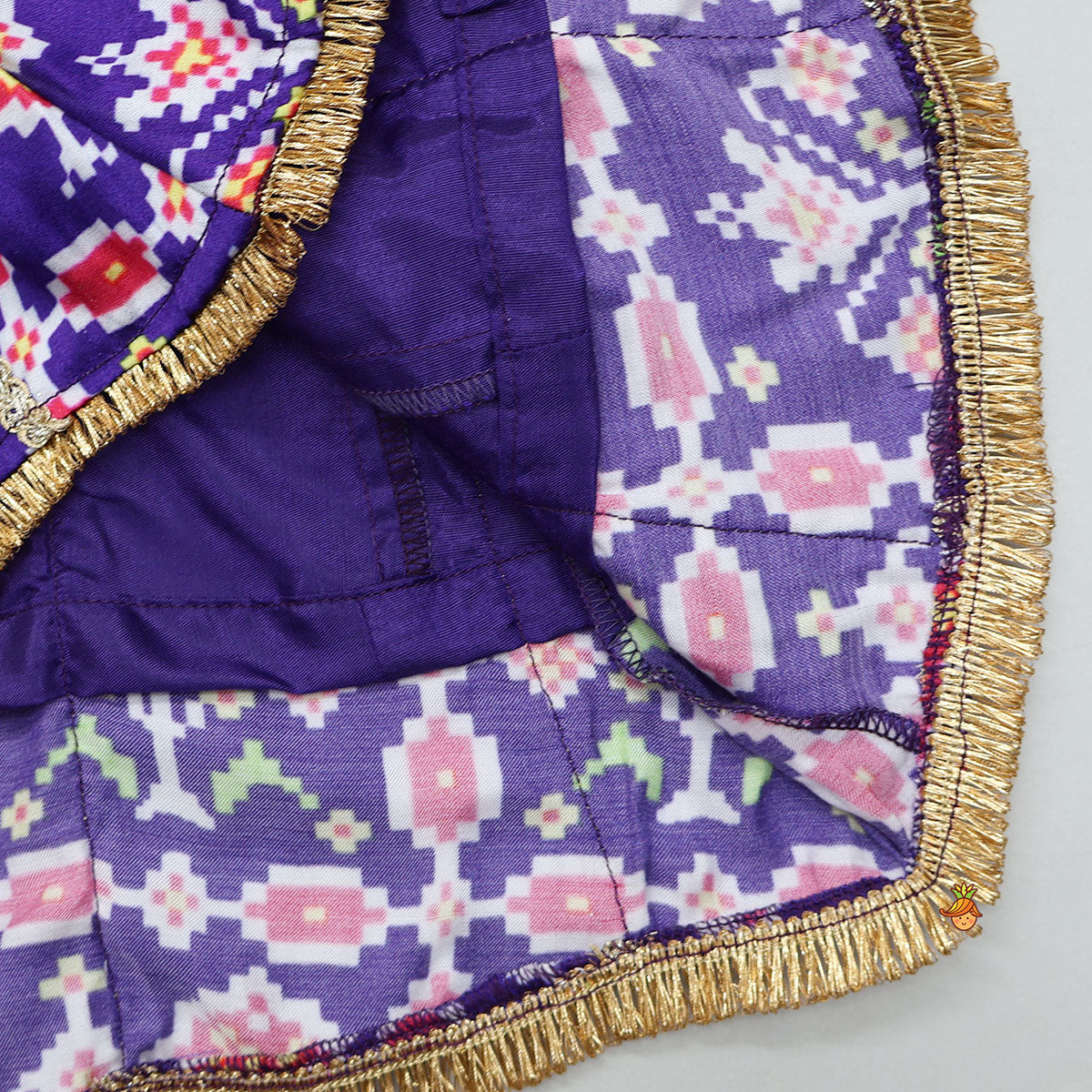 Front Knot Detail Patola Printed Kurti With Salwar And Contrasting Dupatta