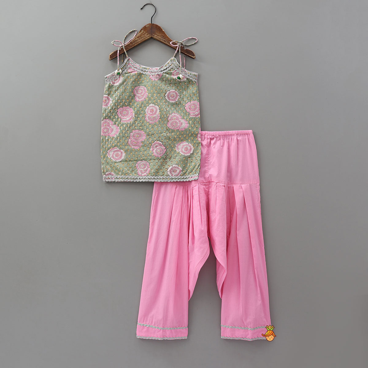 Hand Block Printed Kurti And Salwar With Matching Dupatta