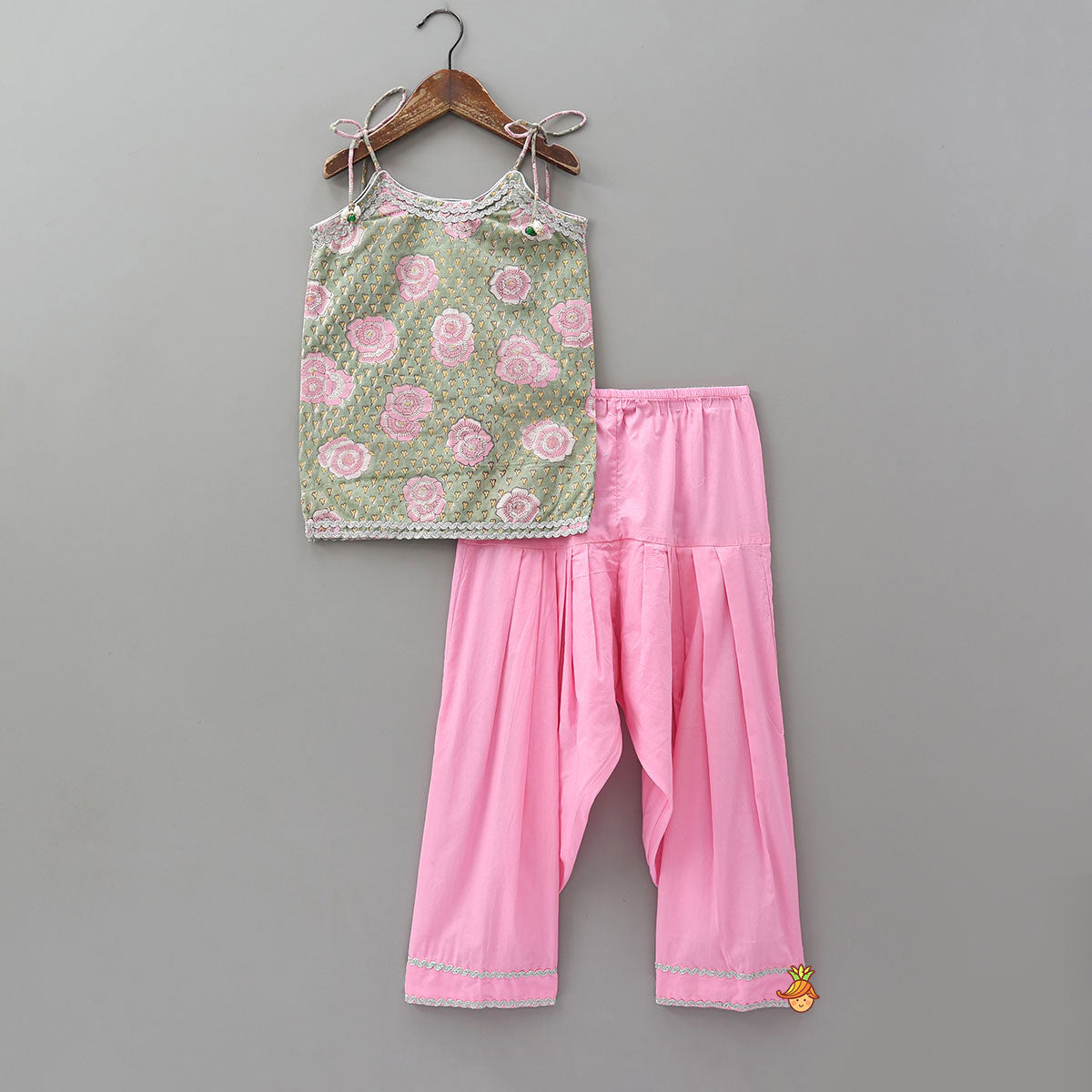 Hand Block Printed Kurti And Salwar With Matching Dupatta