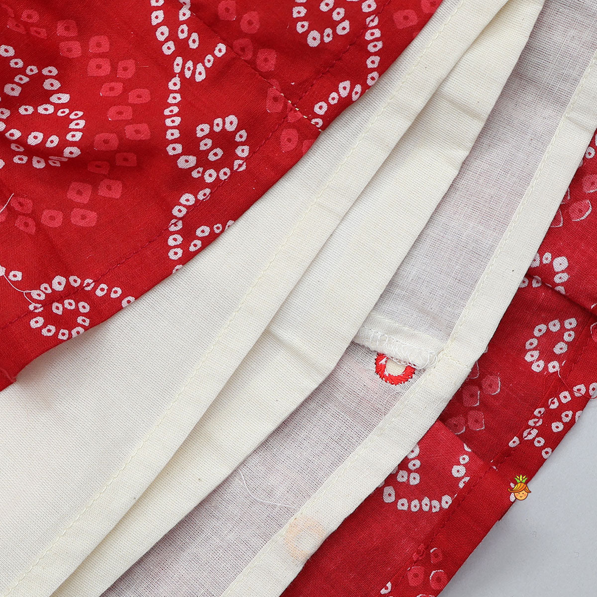 Exquisite Faux Mirror Embellished Crop Top With Multicolour Bandhani Printed Lehenga And Dupatta