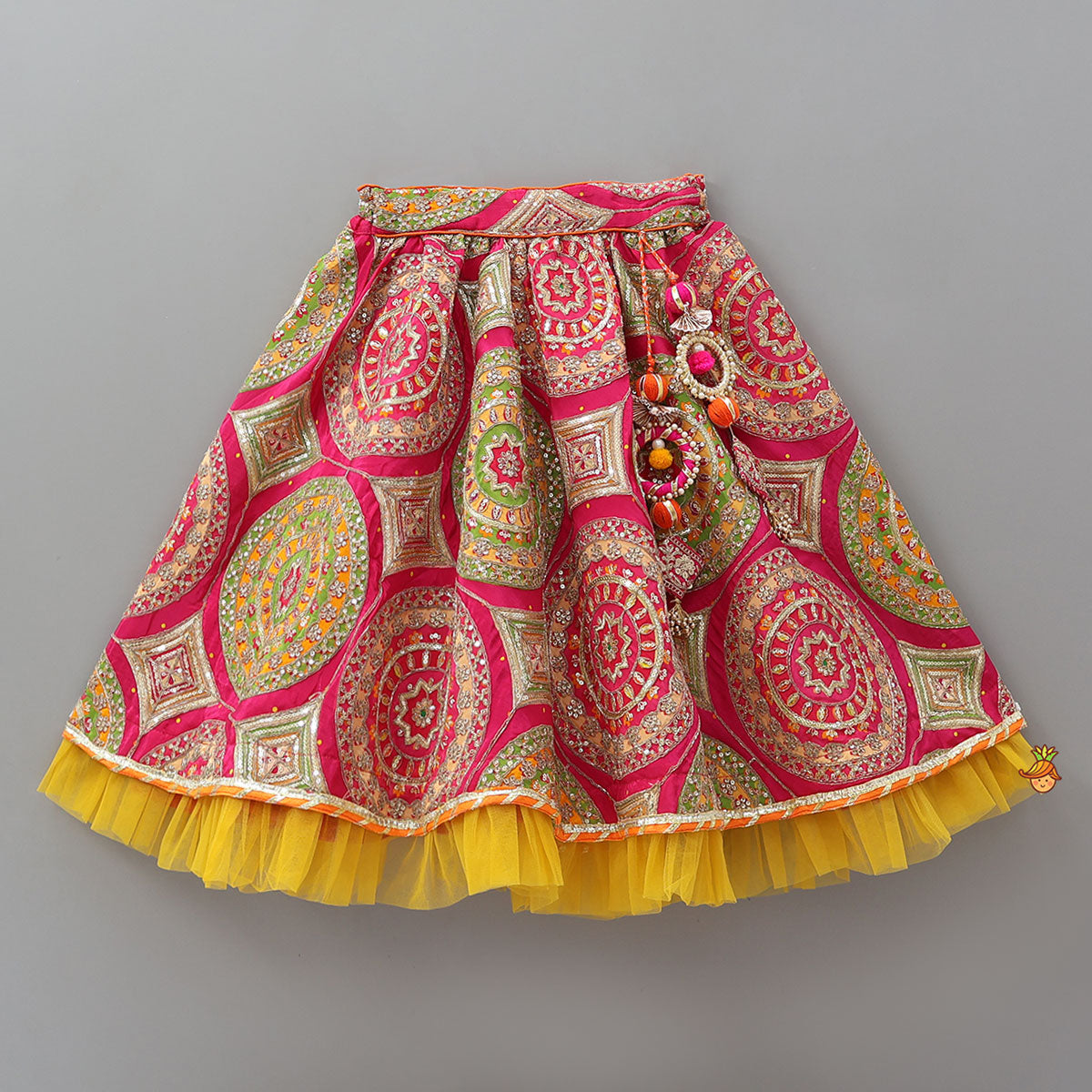 V Neck Gota Work Crop Top And Lehenga With  Contrasting Dupatta