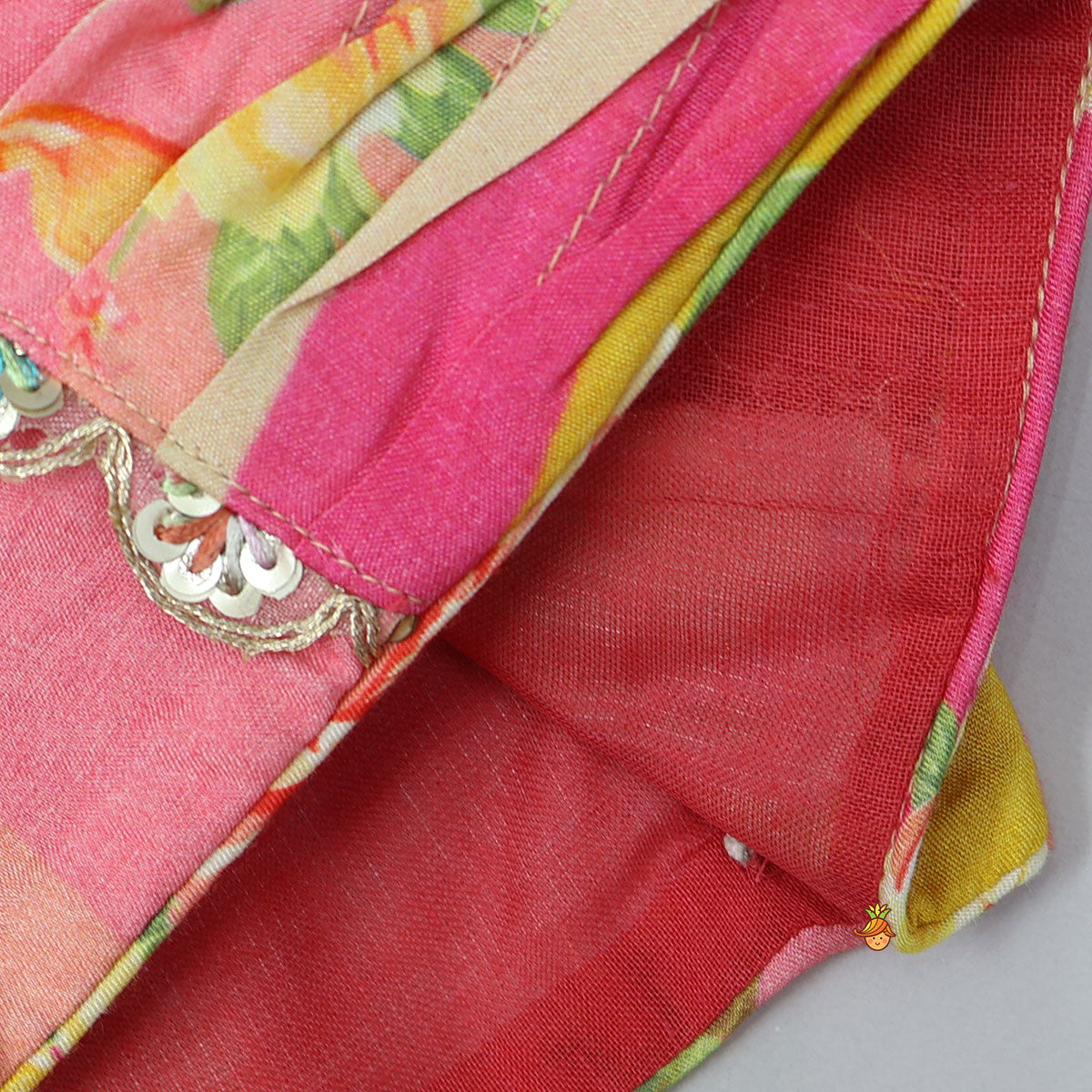Pin Tuck Detailed Yoke Crop Top And Lehenga With Dupatta