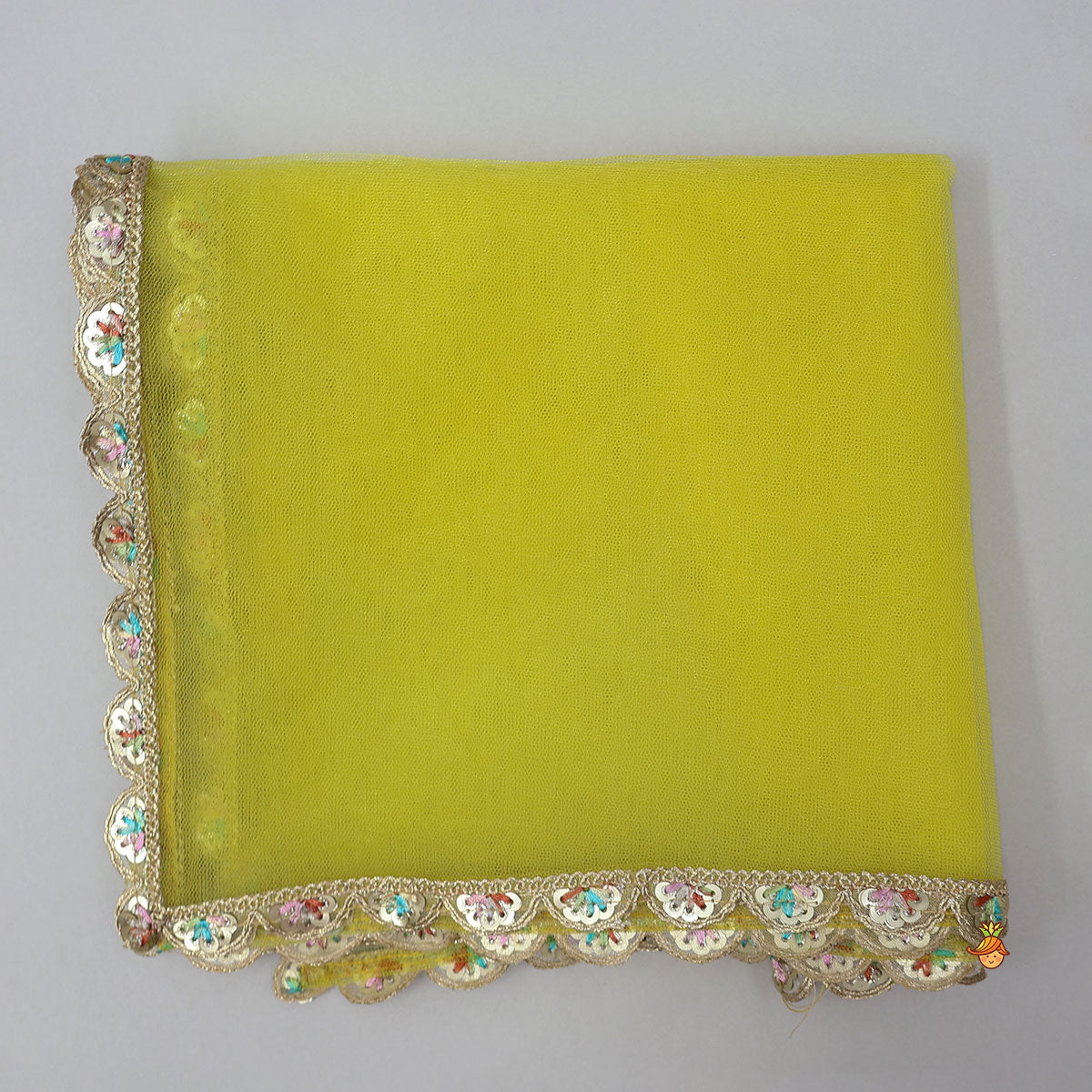 Pin Tuck Detailed Yoke Crop Top And Lehenga With Dupatta