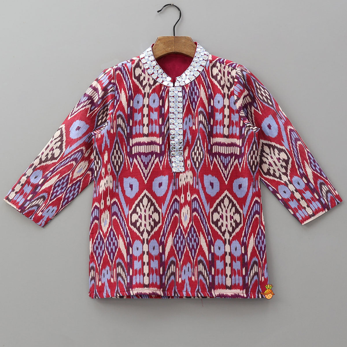Faux Mirror Work Kurta And Contrasting Pyjama