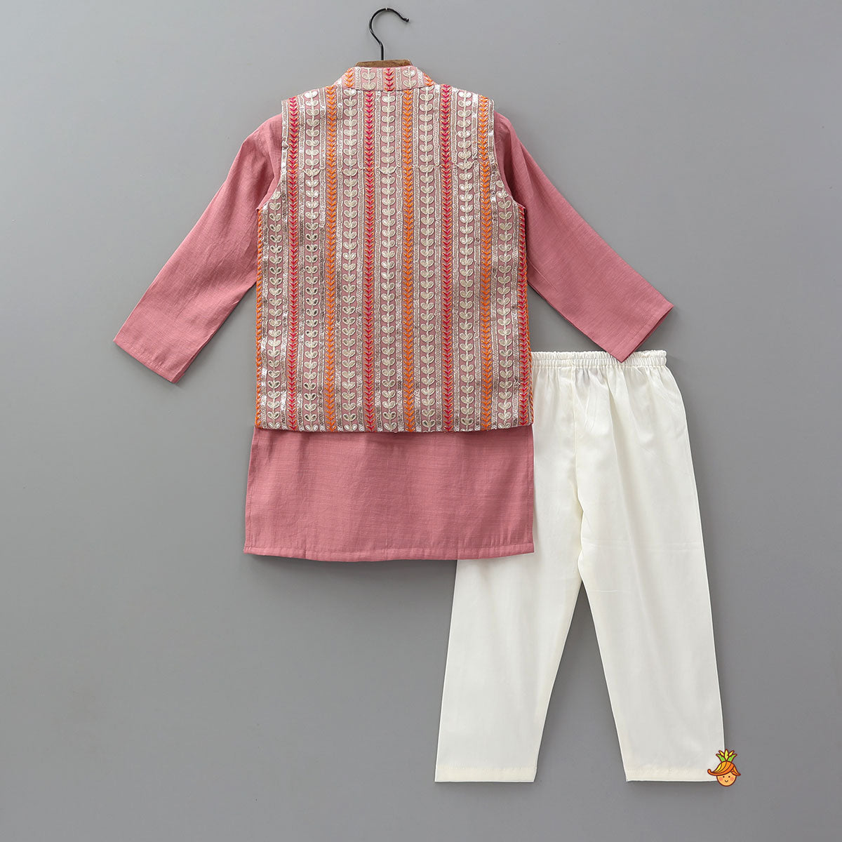 Front Placket Kurta With Heavy Embroidered Jacket And Pyjama