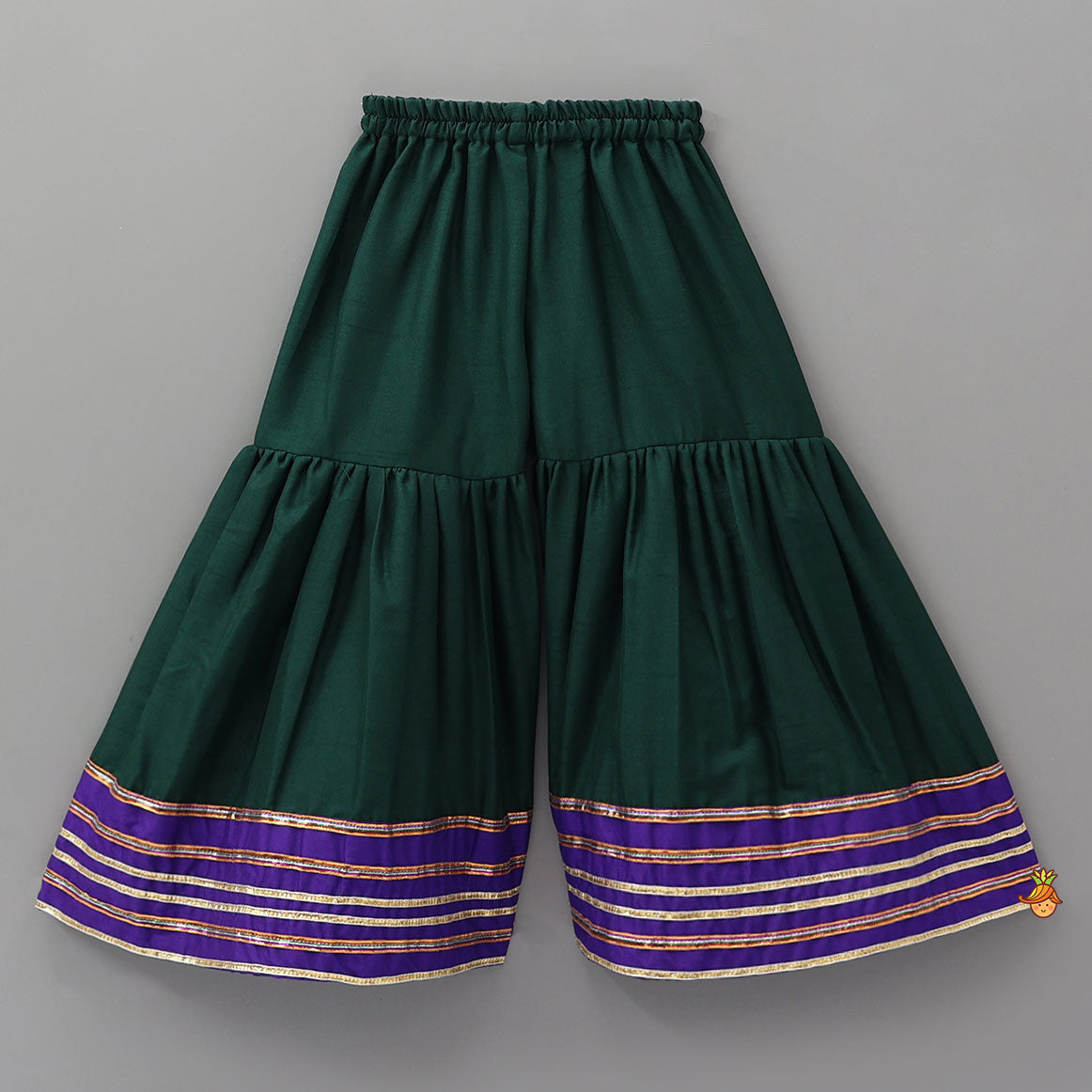 Festive Faux Mirror Work Kurti And Sharara With Dupatta