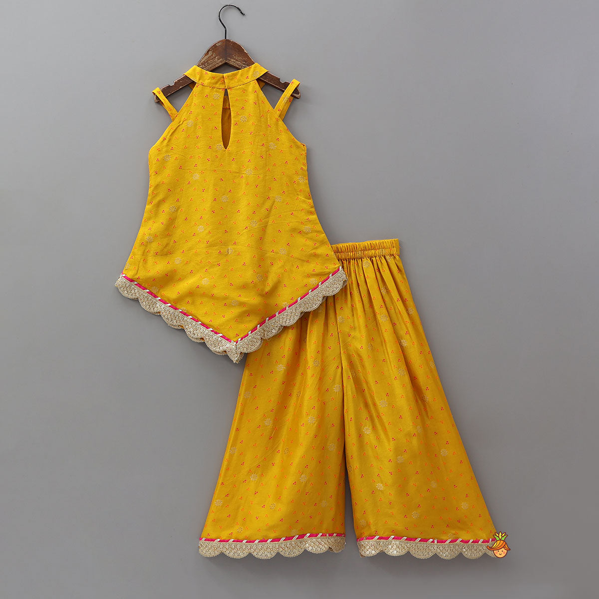 Stylish Kurti And Palazzo With Hanging Fringe Tassel Detail