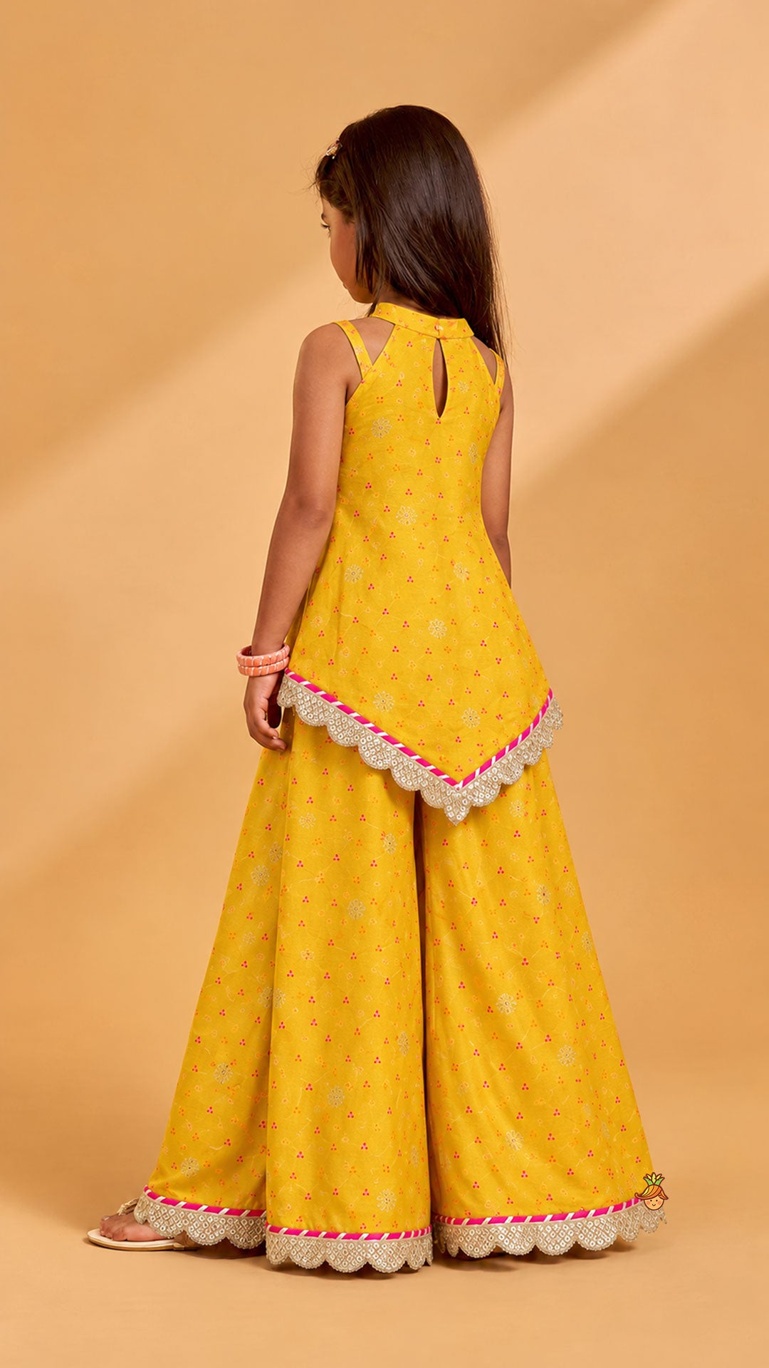 Stylish Kurti And Palazzo With Hanging Fringe Tassel Detail