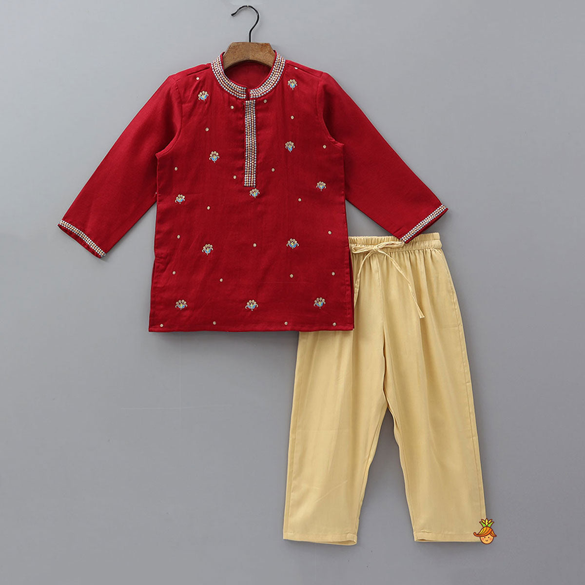 Sequins Embroidered Front Placket Kurta And Pyjama