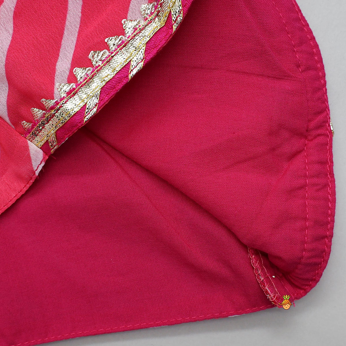 Vibrant Leheriya Printed Crop Top And Lehenga With Dupatta