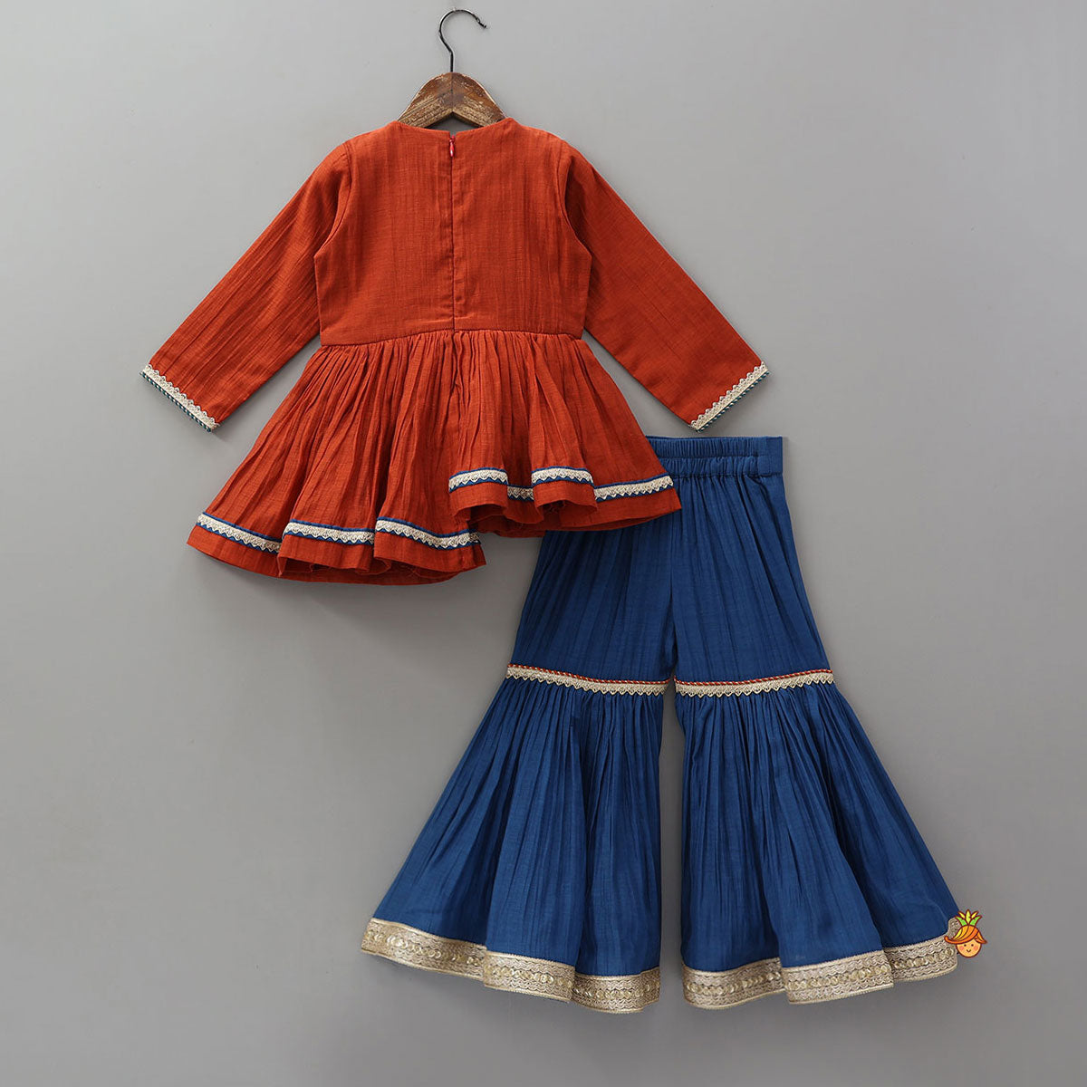 Yoke Embroidered Kurti And Sharara With Dupatta