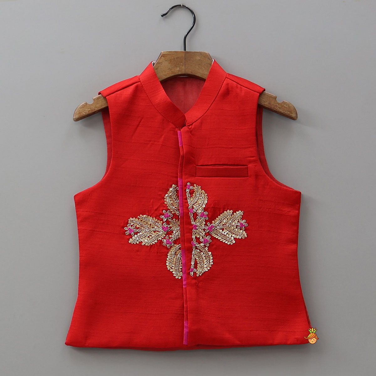 Beautiful Striped Kurta With Embroidered Jacket And Pyjama