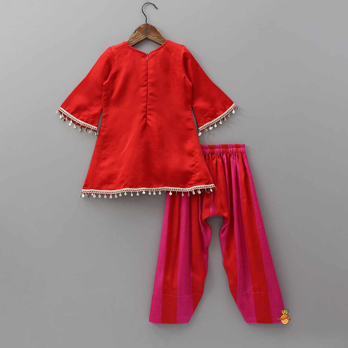 Beautifully Embroidered Neckline Kurti And Salwar