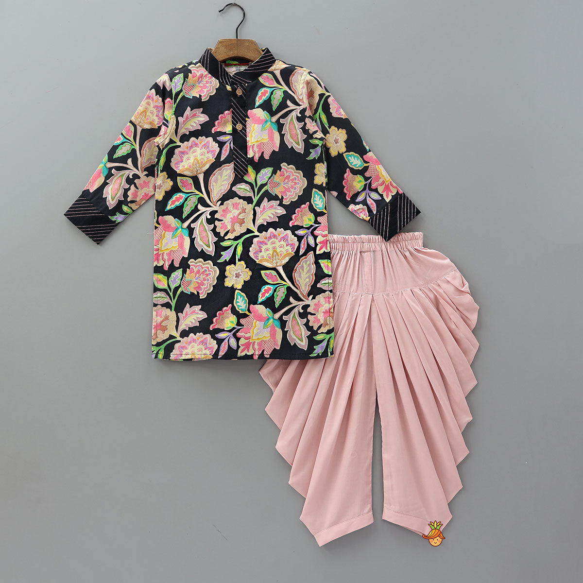 Vibrant Floral Printed Kurta And Dhoti