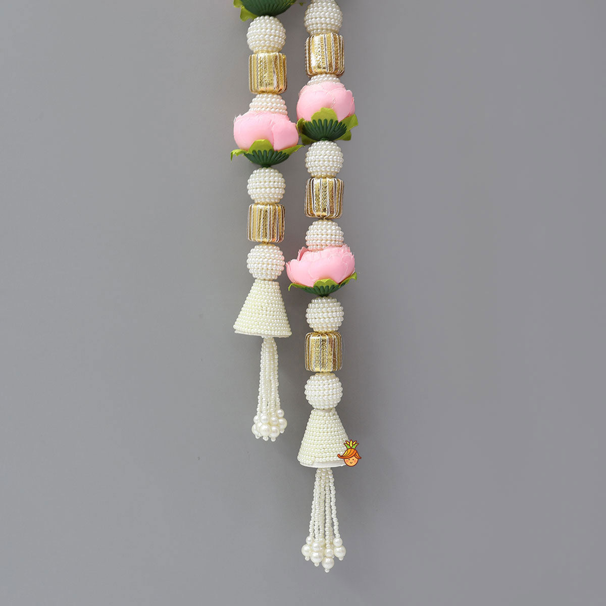 Floral And Gota Lace Embellished Festive Latkans- Set Of 12