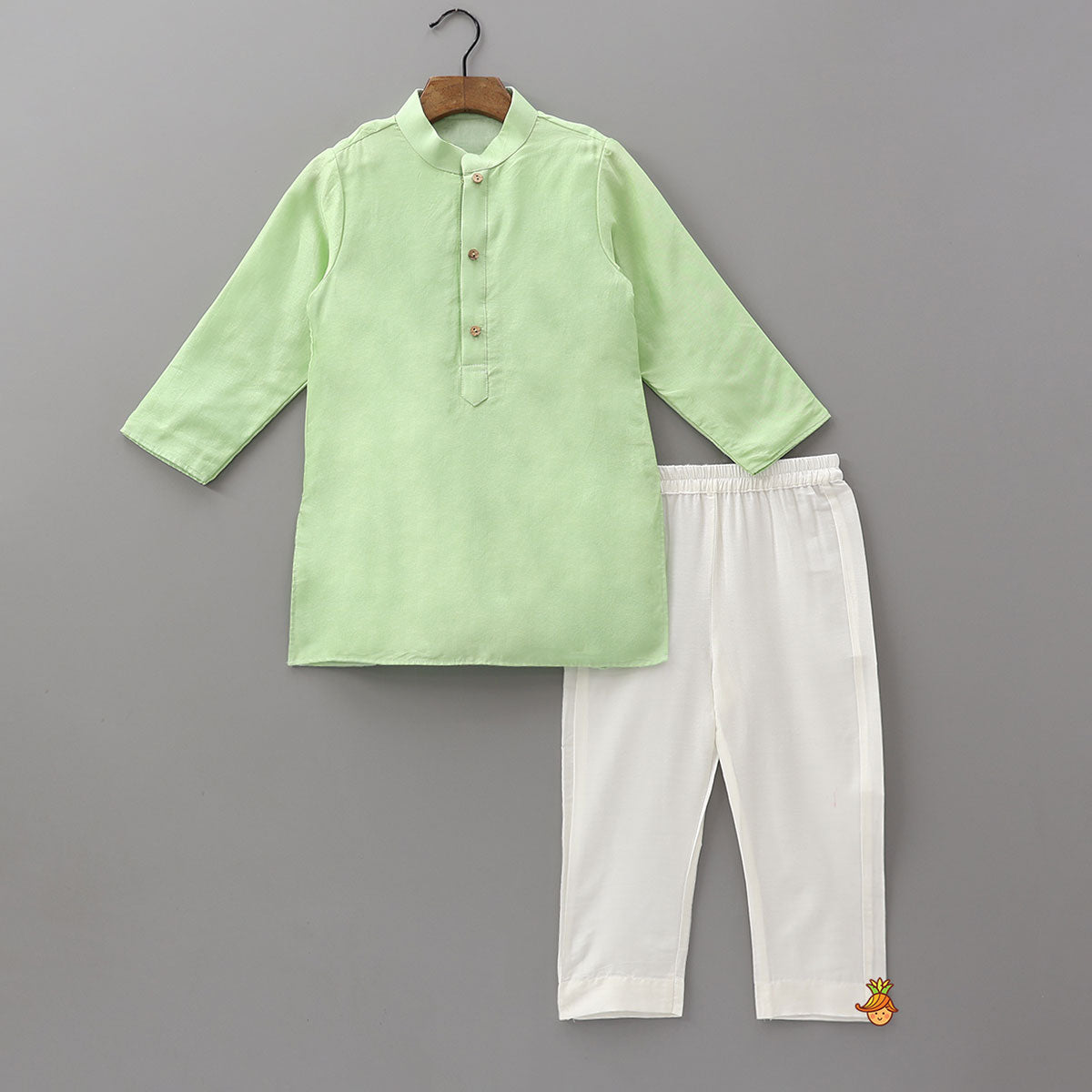 Elegant Ethnic Kurta With Gota Work Jacket And Pyjama