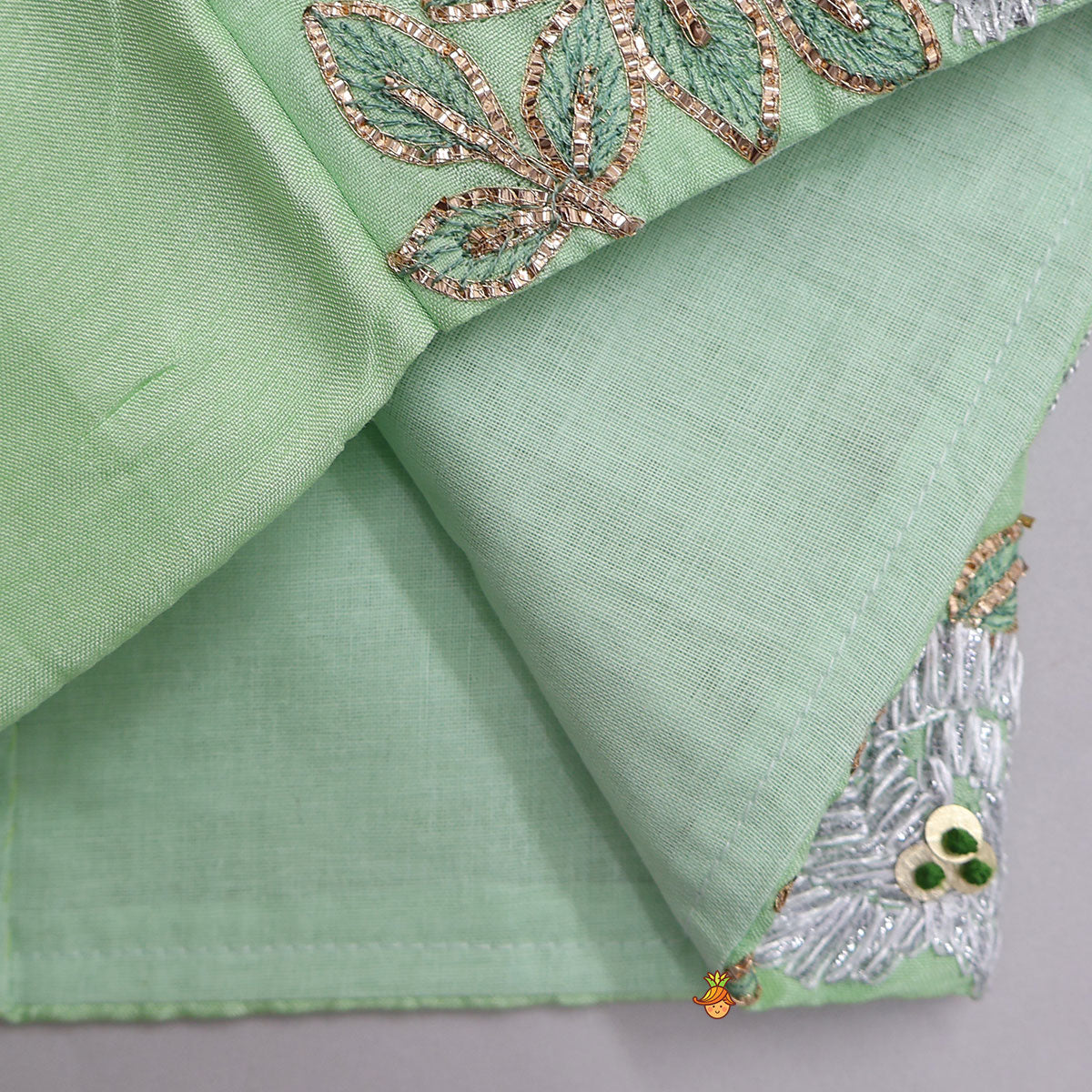 Floral Gota Work Top And Flared Lehenga With Scalloped Dupatta