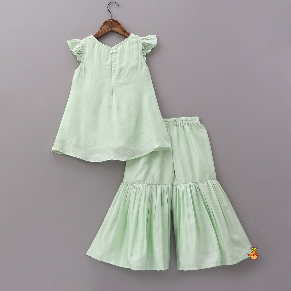 Ruffle Detail Kurti And Sharara With Coordinated Dupatta