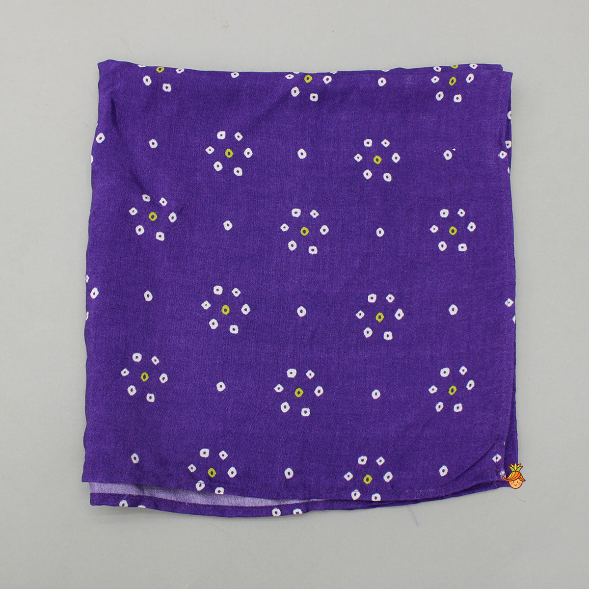 Beautiful Mirror Hand Embroidered Tie-Up Crop Top With Bandhani Printed Lehenga And Bandana