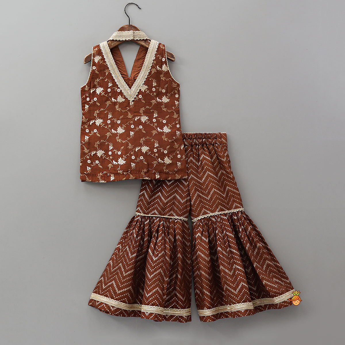Gorgeous Halter Neck Kurti With Sharara And Dupatta