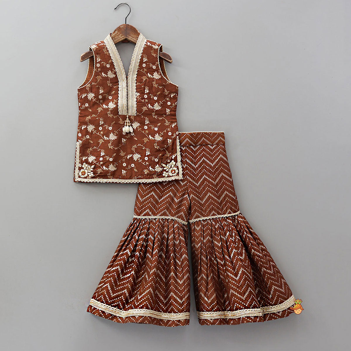 Gorgeous Halter Neck Kurti With Sharara And Dupatta
