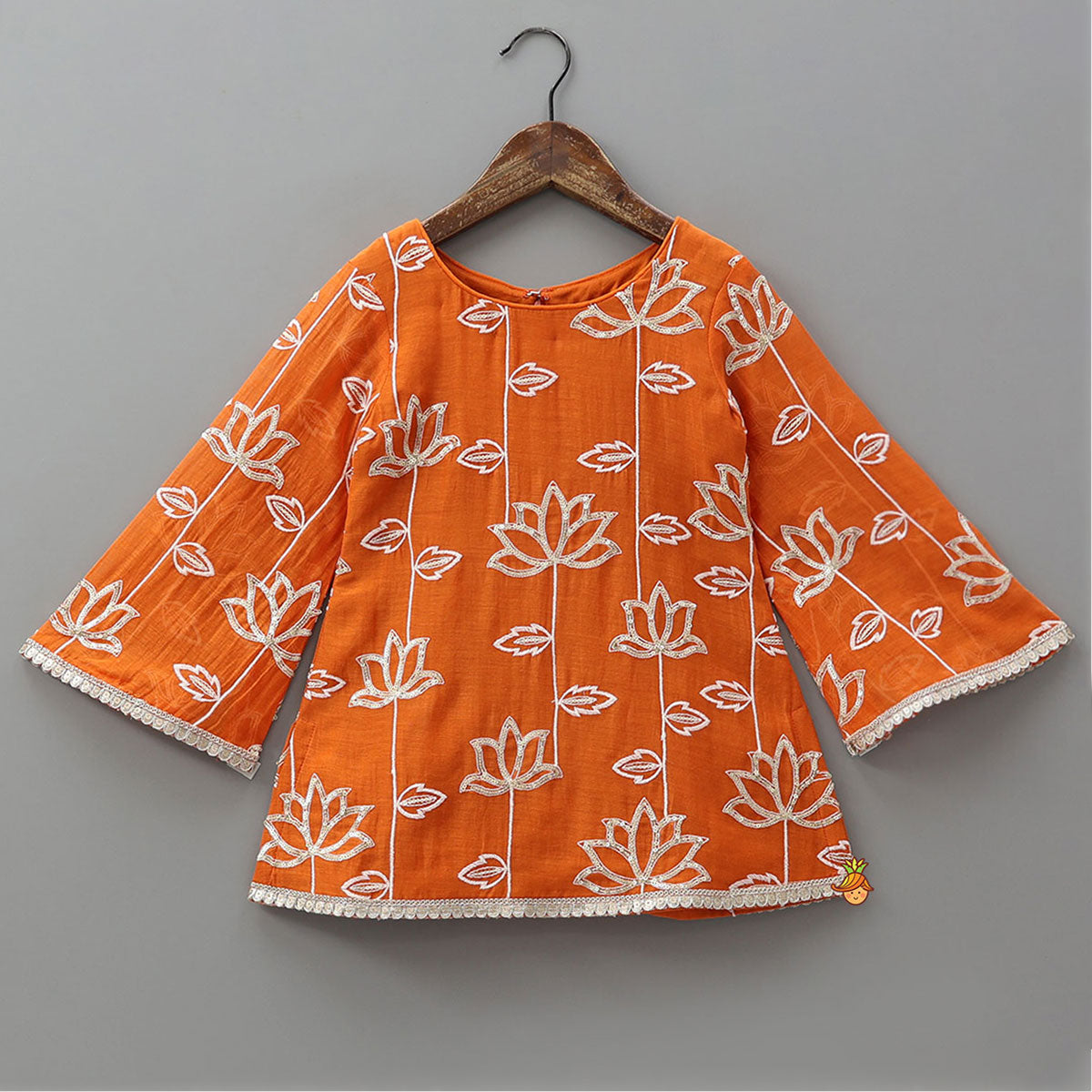 Beautiful Lotus Embroidered Kurti With Sharara