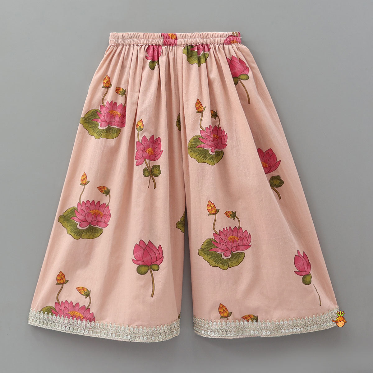 Floral Printed Side Pleated Kurti With Palazzo