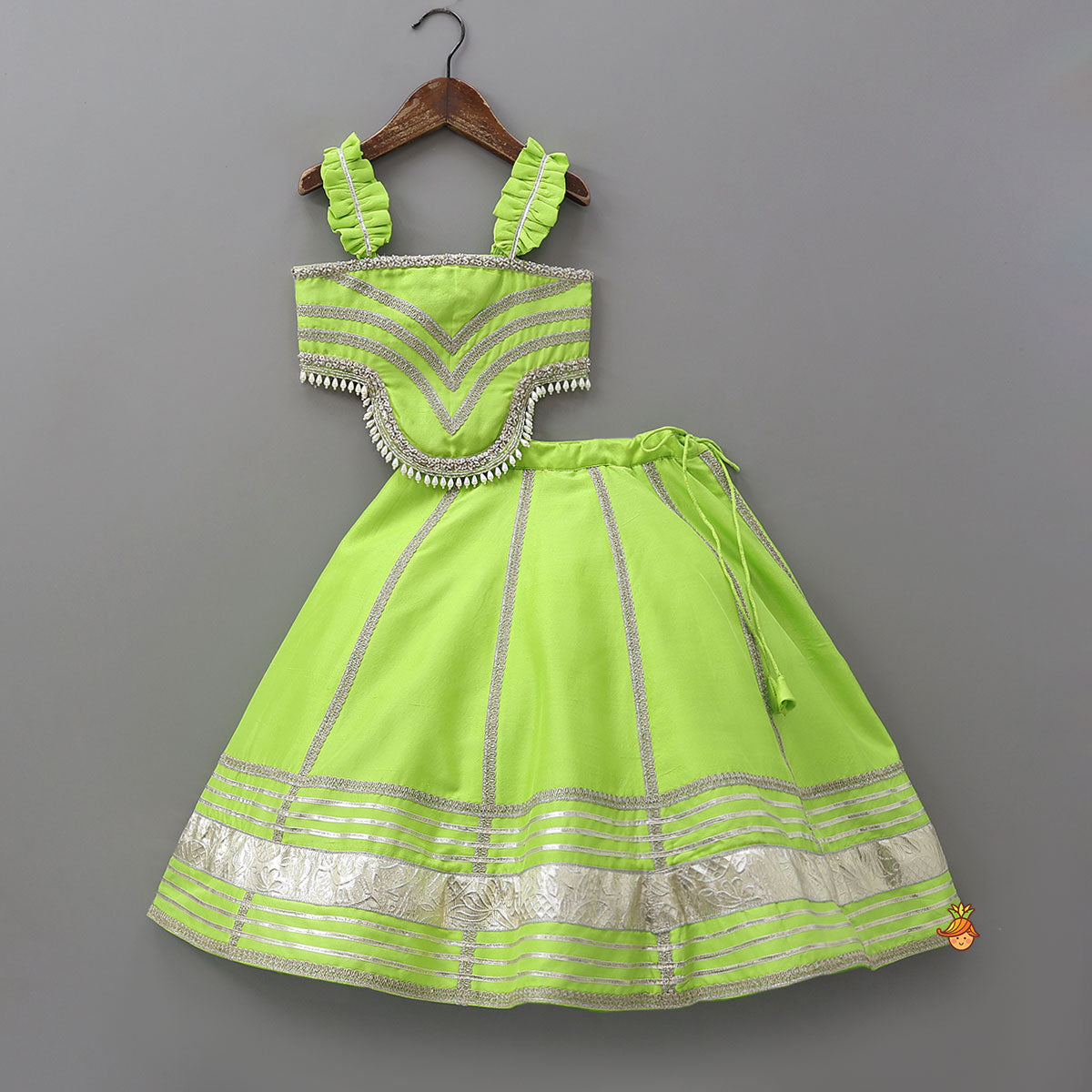 Stylish Embellished Crop Top With Lehenga