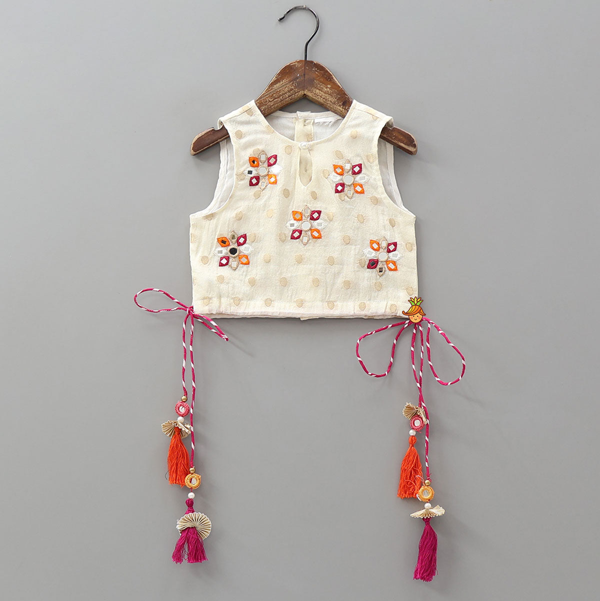 Mirror Work Crop Top And Leheriya Printed Lehenga With Stylish Dupatta