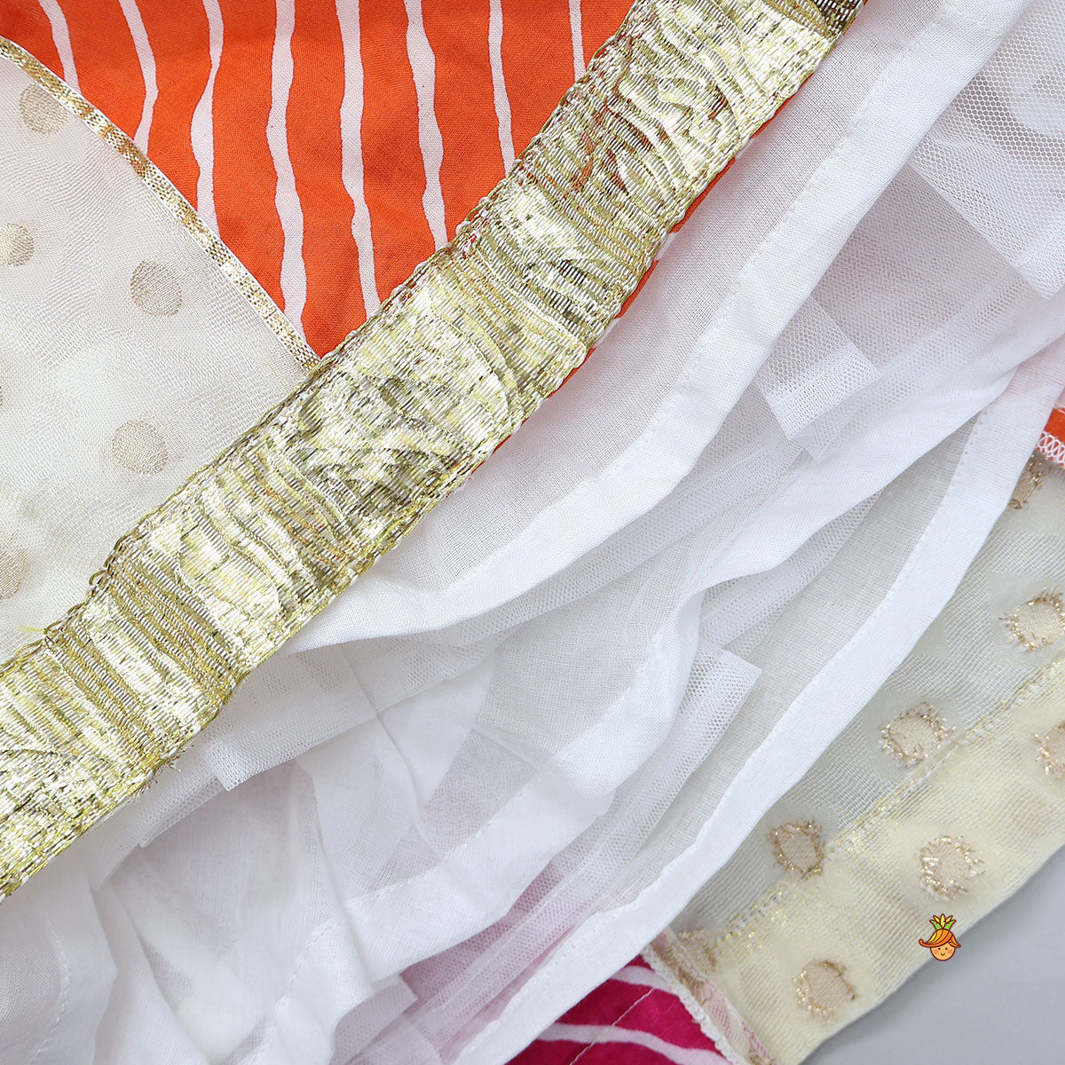 Mirror Work Crop Top And Leheriya Printed Lehenga With Stylish Dupatta