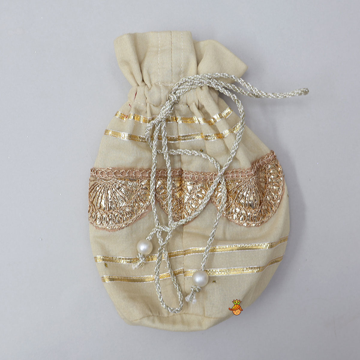 Bandhani Printed Crop Top And Embroidered Lehenga With Dupatta And Potli Bag