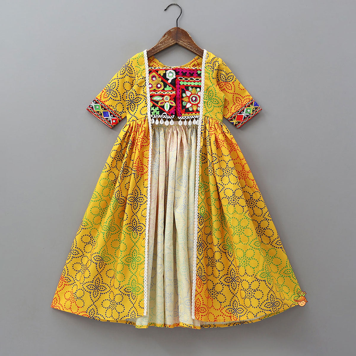 Contrasting Festive Mirror Work Stylish Kurti