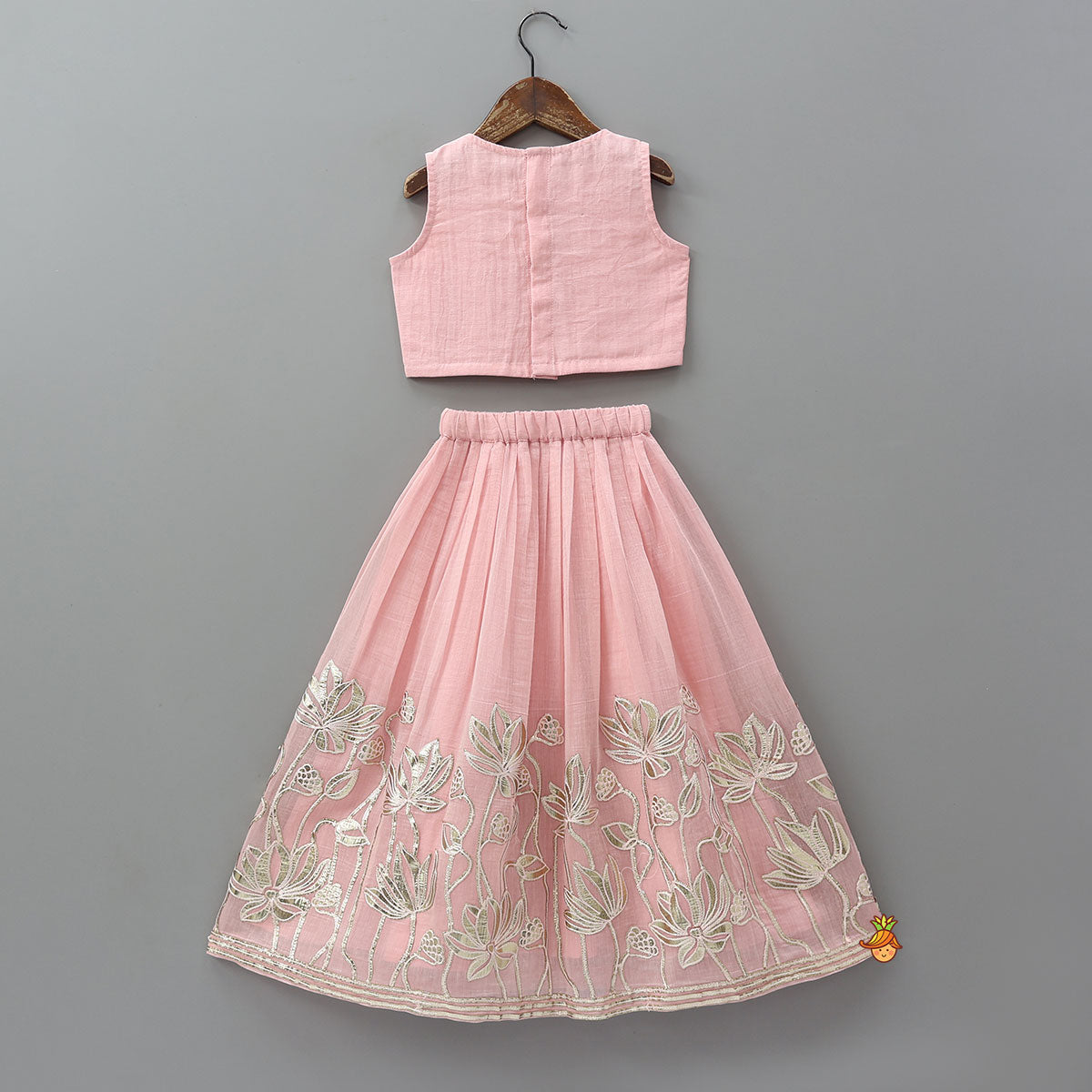 Round Neck Crop Top And Floral Work Lehenga